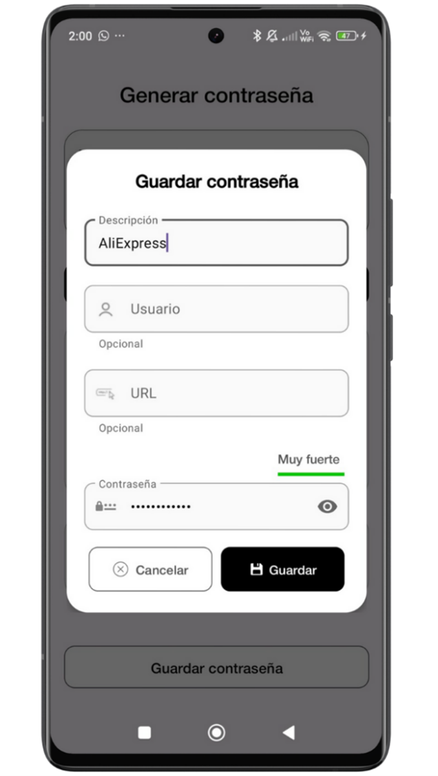 Ejemplo de guardar contraseña en Android