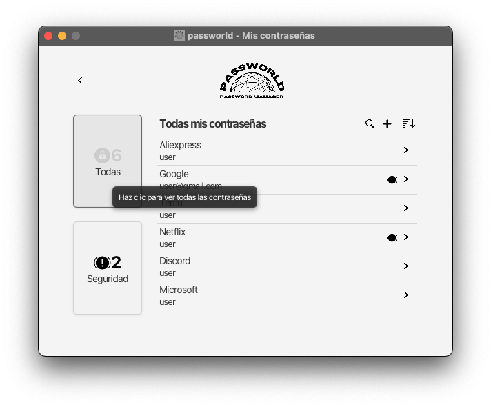 Ejemplo de listar todas las contraseñas