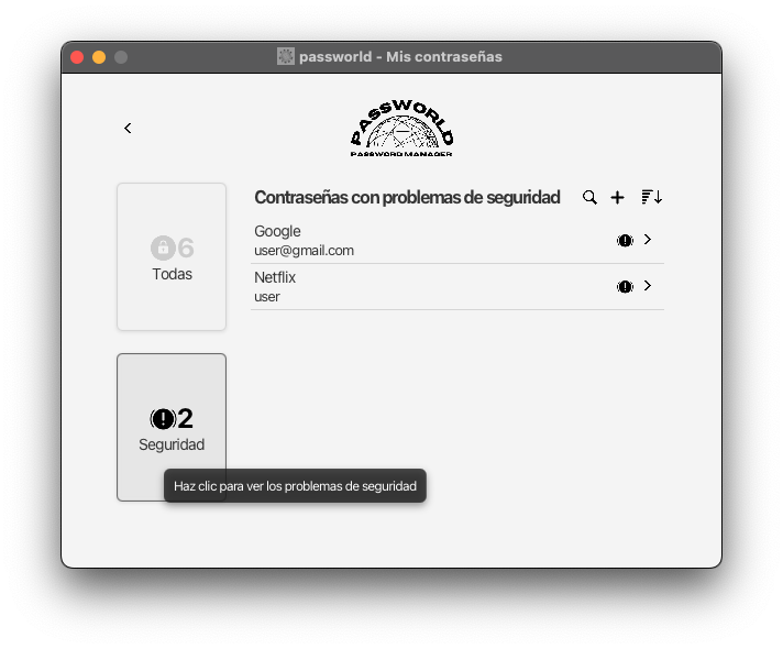 Ejemplo de listar las contraseñas con problemas de seguridad