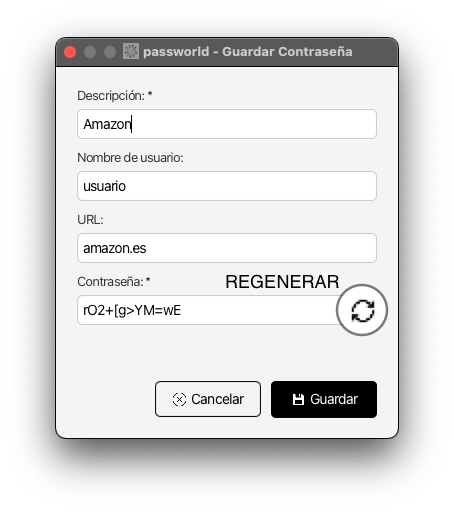Ejemplo guardado de contraseña desde la ventana principal