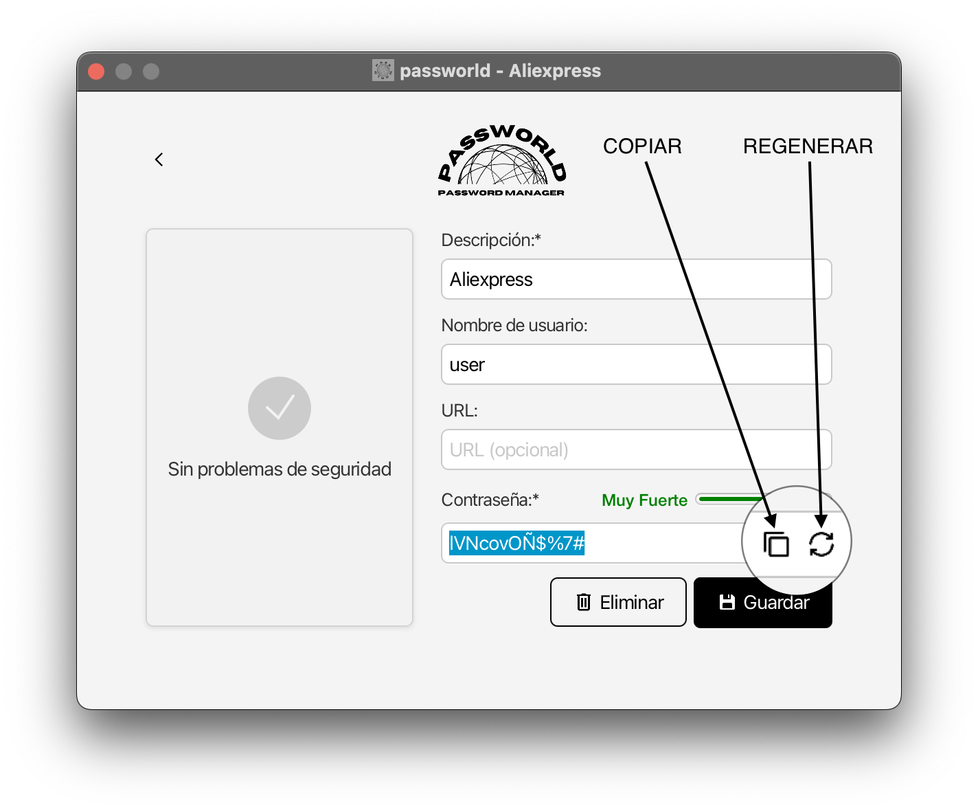 Ejemplo de mostrar la contraseña