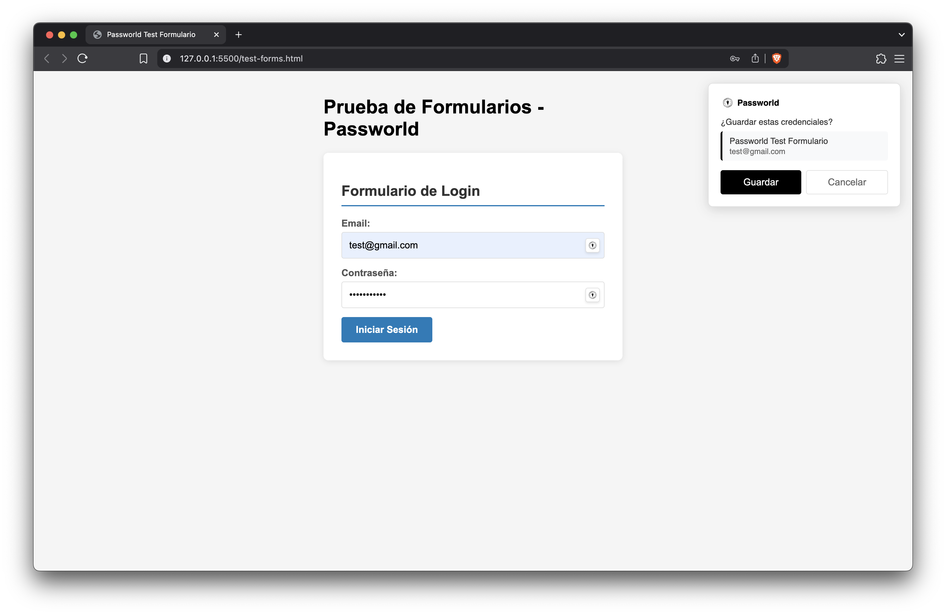Ejemplo guardar contraseñas desde la extensión